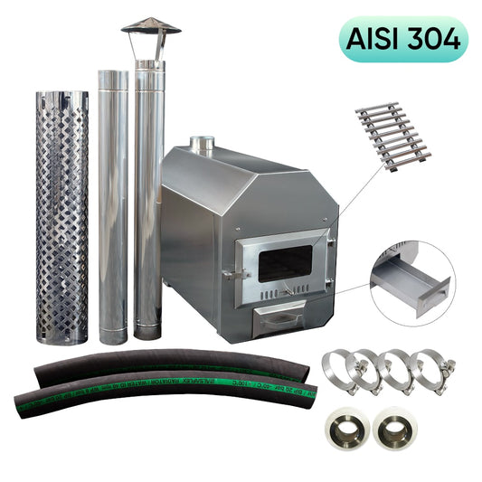 38 kW Full Kit UKO Octa L Wood Burning Hot Tub Stove | Stainless Steel AISI 304