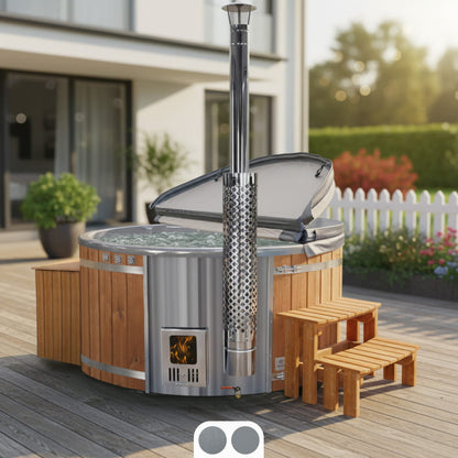 All Inclusive Wood Fired Hot Tub with Air & Hydro Jets | Sand filter & UV-C | 4–6 seater