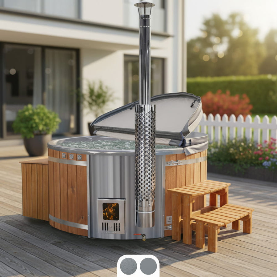 All Inclusive Wood Fired Hot Tub with Air & Hydro Jets | Sand filter & UV-C | 4–6 seater
