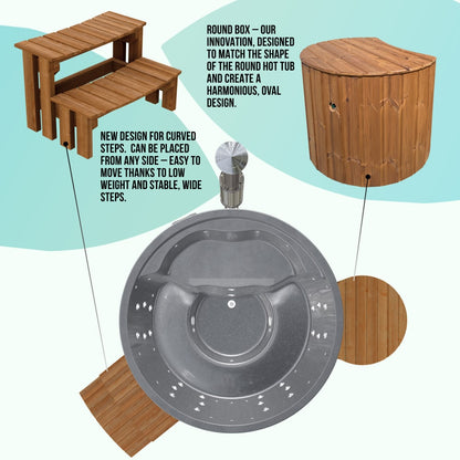 Wood Fired Hot Tub with round Premium filter and Verta heater | Best