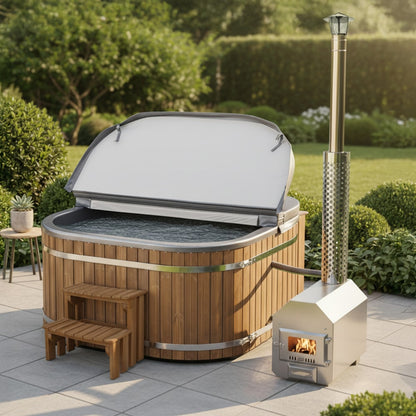 Premium Sand Filter Square Wood Fired Hot Tub | Best Configuration | External Heater