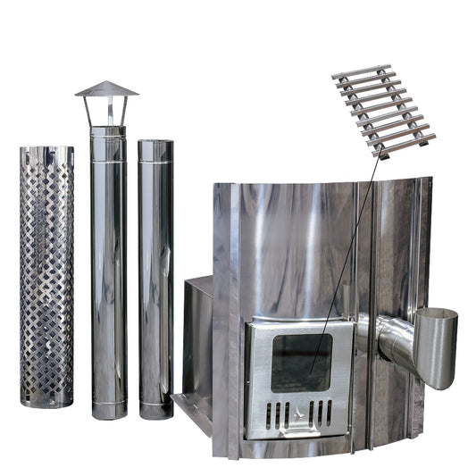 30 kW Integrated UKO Wellness Wood Fired Heater for Hot Tub | Stainless Steal AISI 304