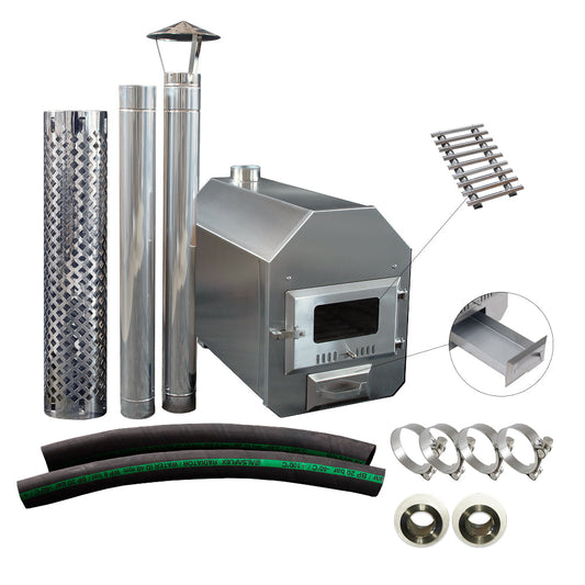 38 kW Full Kit UKO Octa L Wood Burning Hot Tub Stove | Stainless Steal AISI 316