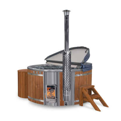 Wood Fired Hot Tub with Verta heater & Sand Filter with round box