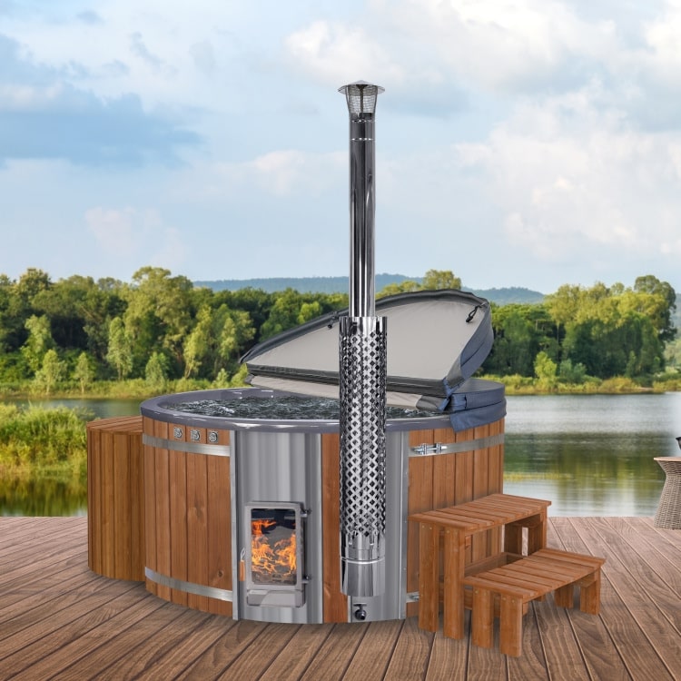 Wood Fired Hot Tub with round Premium filter and Verta heater | Best