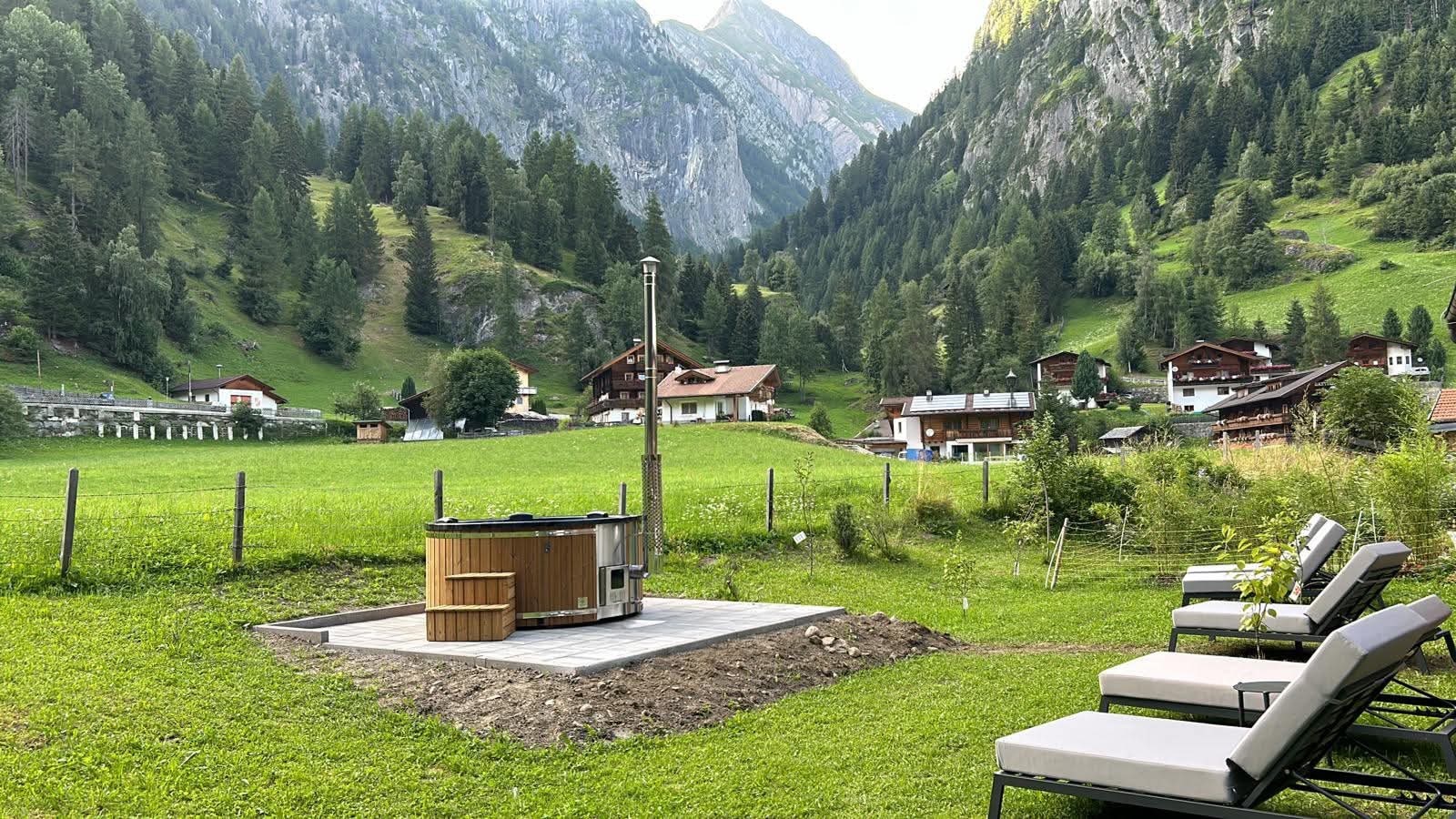 Gardenvity hot tub in the Austrian Alps – real customer installation in a mountain landscape.